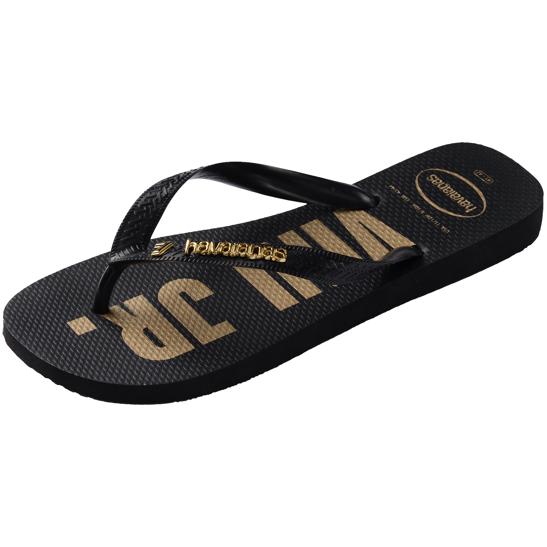 Men's Vini Jr. Golden Top Flip Flops - Black