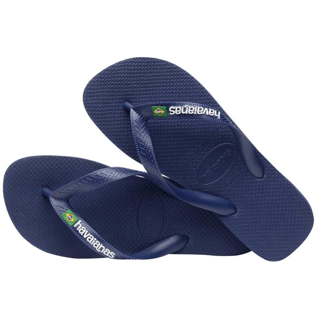 Women's Brazil Logo Flip Flops - Navy Blue